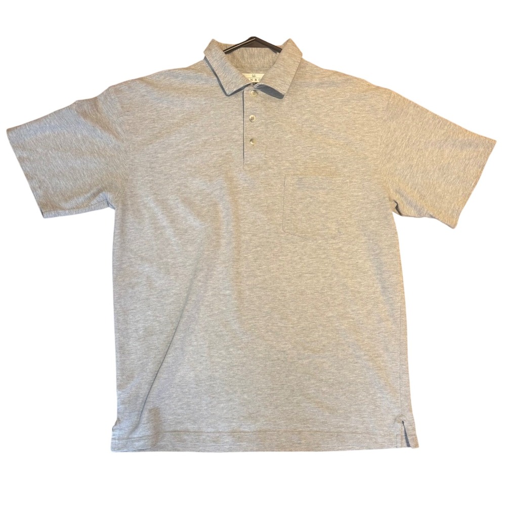 Enro Perfect Pique Mens Polo Shirt Large Gray Cotton Short Sleeve Pocket Logo